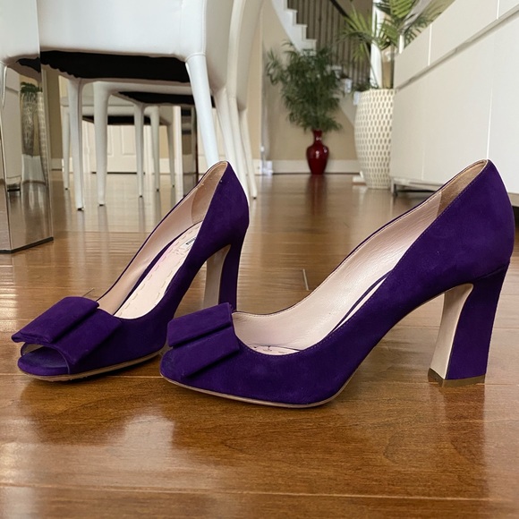Miu Miu Shoes - Miu Miu Peep-Toe Suede Bow Pump